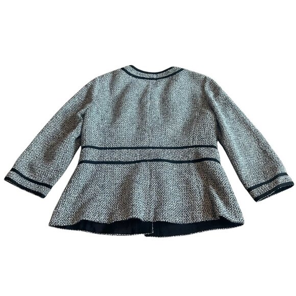 Lafayette 148 New York Black White Tweed Blazer Jacket Snap Closure Size 6 Women - Picture 5 of 10